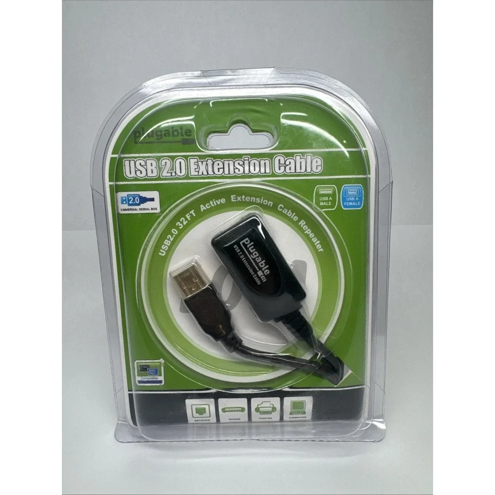 Plugable 10 Meter (32ft) USB 2.0 Active Extension Cable‎ Type A Male to A Female